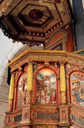Deutschland. Niedersachsen. Goslar. UNESCO Weltkulturerbe. Marktkirche Sankt Cosmas und Sankt Damian. Genannt Goslär Dom. Renaissance Kanzel