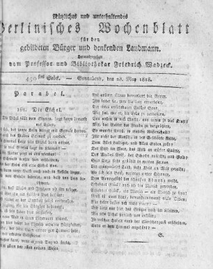490stes Stück, Sonnabend den 23. May 1818
