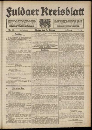 Ausgabe vom Montag, den 05. Februar 1912.