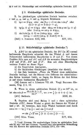 § 9. Gleichseitige sphärische Dreiecke (1).