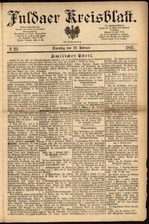 Erste Ausgabe vom Dienstag, den 23. Februar 1897.
