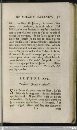 Lettre XVII. Toujours Jeudi à minuit