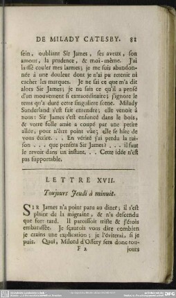 Lettre XVII. Toujours Jeudi à minuit