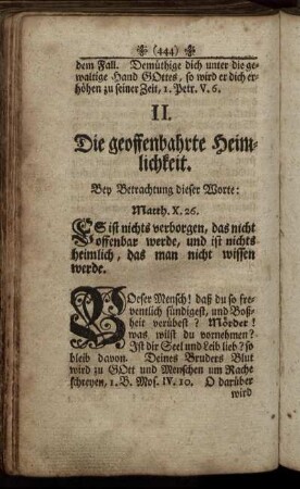 II. Die geoffenbahrte Heimlichkeit.