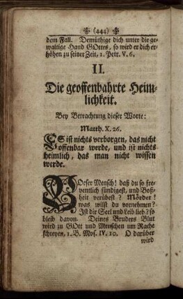 II. Die geoffenbahrte Heimlichkeit.