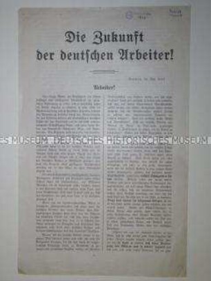 Die Zukunft der deutschen Arbeiter - Aufruf zur Verteidigung annexionistischer Kriegsziele