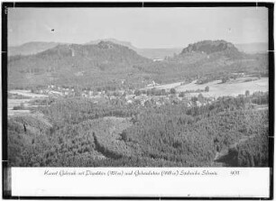 Kurort Gohrisch mit Papststein (451 Meter) und Gohrischstein (448 Meter)