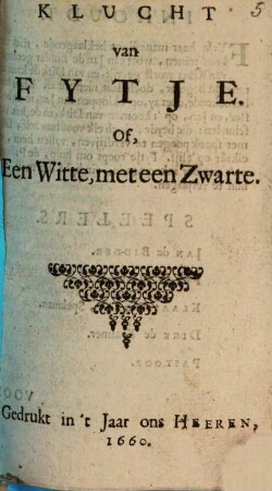 Klucht van Fytje Of, Een Witte, met een Zwarte