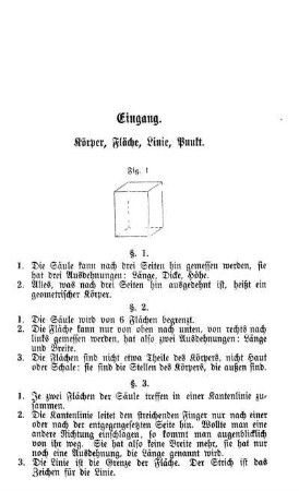 Eingang. Körper, Fläche, LInie, Pult.