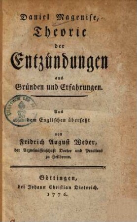 Theorie der Entzündungen : aus Gründen und Erfahrungen