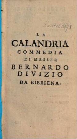 La Calandria : Commedia