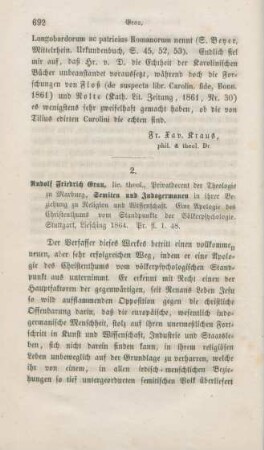 692-698 [Rezension] Grau, Rudolf Friedrich, Semiten und Indogermanen in ihrer Beziehung zu Religion und Wissenschaft