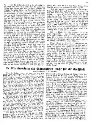 Verantwortung der Evangelischen Kirche für die Großstadt