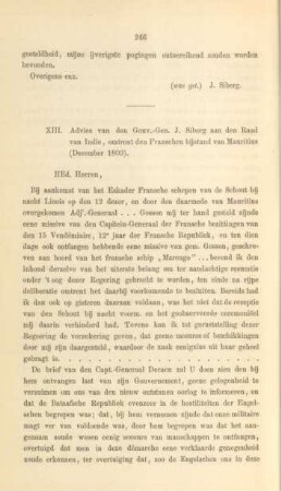 XIII. Advies van den Gouv.-Gen. J. Siberg aan den Raad van Indie ... (December 1803)