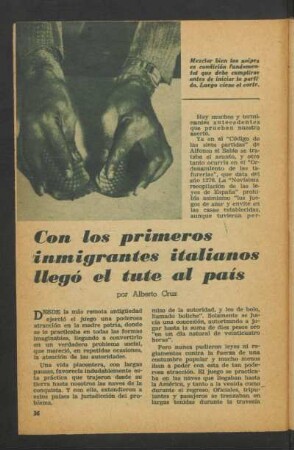 Con los primeros inmigrantes italianos llegó el tute al país