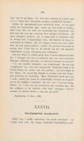 XXXVII. Onuitgegeven handschrift