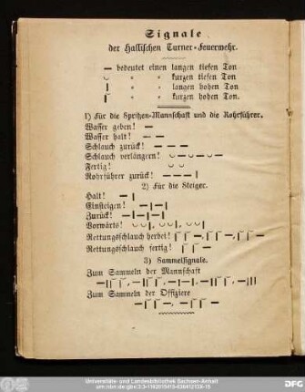 Signale der Hallischen Turner-Feuerwehr.