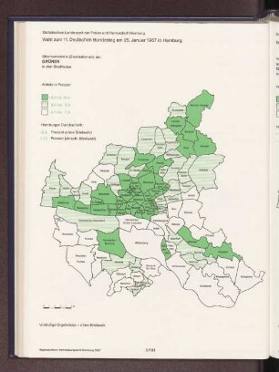 Stimmenanteile (Zweitstimmen) der GRÜNEN in den Stadtteilen