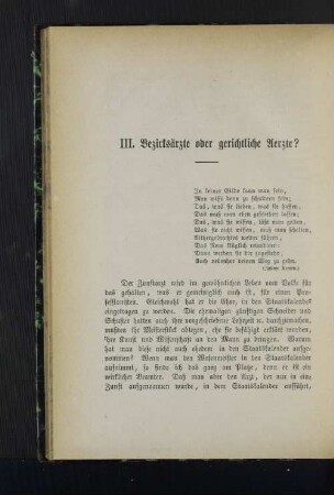III. Bezirksärzte oder gerichtliche Aerzte?