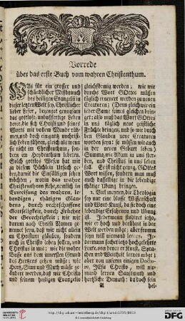 Vorrede über das erste Buch vom wahren Christenthum