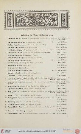 Arbeiten in Ton, Steinzeug etc. (Nr. 1-109)