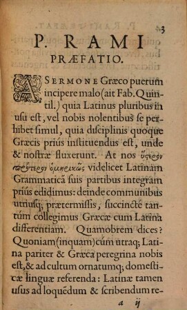 Petri Rami Professoris Regii Grammatica Graeca : praecipue quatenus a Latina differt, in libros quatuor digesta