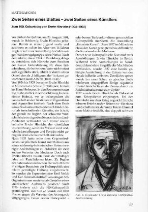 Abb. 1: Vorderseite: Erwin Hinrichs, Selbstporträt, Kohlezeichnung