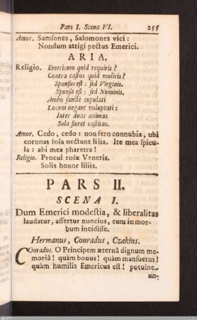Pars II. Scena I. - VI. (Sanctus Emericus Mariae Sponsus)