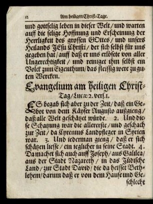 Evangelium am heiligen Christ-Tage/ ...