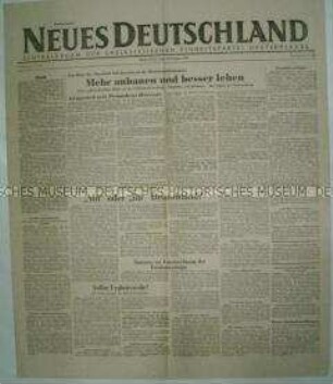 Zentrale Tageszeitung der SED "Neues Deutschland" u.a. zur Bodenreform
