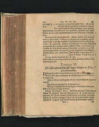 Titulus VI. De Usucaptionibus, & longi temporis Praescriptionibus.