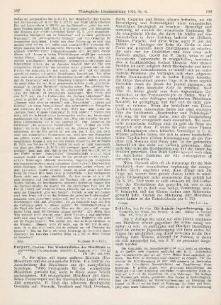 187-188 [Rezension] Parpert, Friedrich, Das Wiederaufleben des Mönchtums im gegenwärtigen Protestantismus