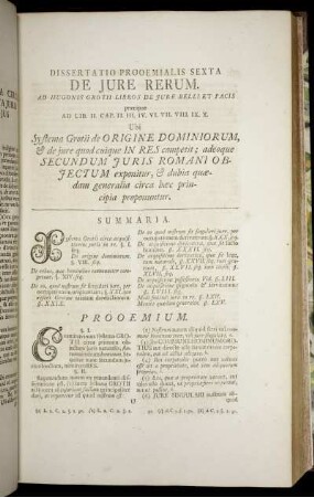 Dissertatio Prooemialis Sexta De Jure Rerum.