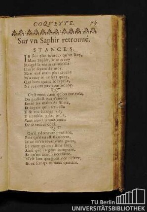 Sur Vn Saphir retrouué. Stances.
