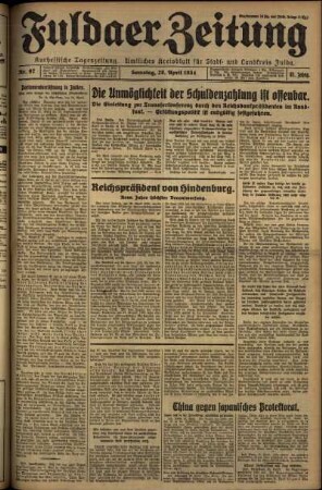 Ausgabe vom Samstag, den 28. April 1934.