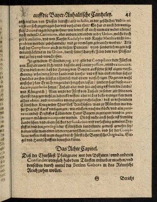 41-43, 8. Capitel: Daß der Churfürst Pfalzgrave mit den Böhmen unnd anderen Confoederirten...