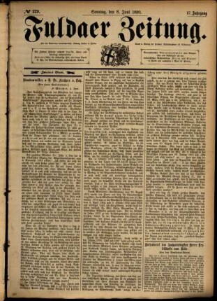 Zweite Ausgabe vom Sonntag, den 08. Juni 1890.