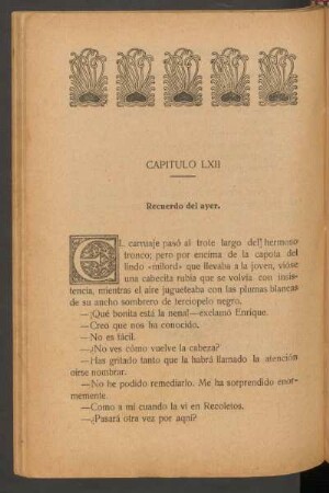 Capítulo LXII - Recuerdo del ayer.