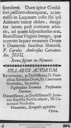 Syllabus Actorum.