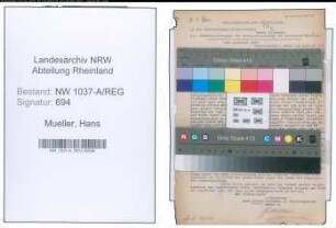 Entnazifizierung Hans Mueller , geb. 00.00.0000 (Kaufmann)