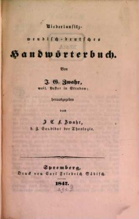 Niederlausitz-wendisch-deutsches Handwörterbuch