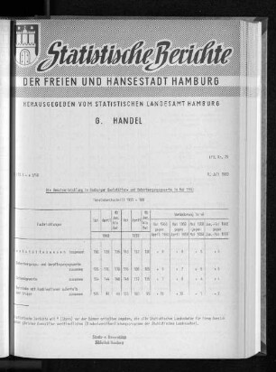 Die Umsatzentwicklung im Hamburger Gaststätten- und Beherbergungsgewerbe im Mai 1960 : Lfd. Nr. 26