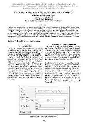 The “Online Bibliography of Electronic Lexicography” (OBELEX)