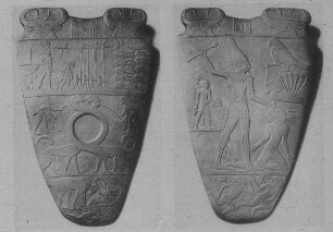 Kairo, Nat. Mus., Schminkplatte des Königs Narmer