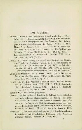 [Nachträge zur Literatur von 1902]