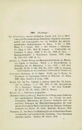 [Nachträge zur Literatur von 1902]