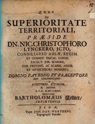 De superioritate territoriali