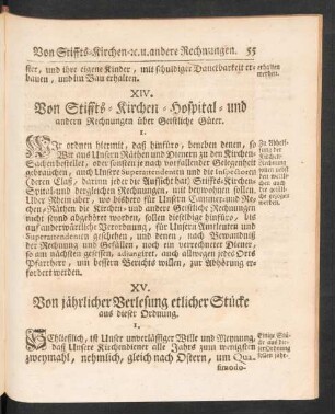 XV. Von jährlicher Verlesung etlicher Stücke aus dieser Ordnung.