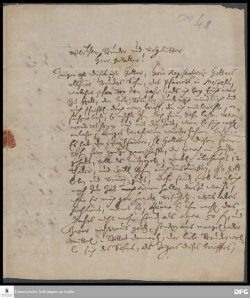 Brief von Johann Hieronymus Wiegleb an August Hermann Francke.