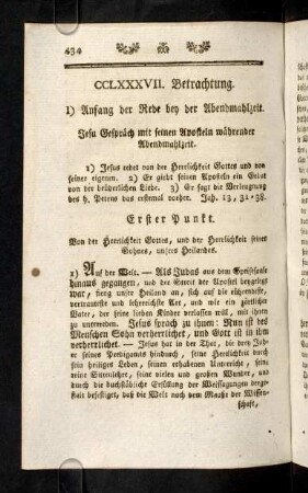 434-444, 1) Anfang der Rede bey der Abendmahlzeit. Jesu Gespraech mit seinen Aposteln waehrender Abendjmahlzeit.